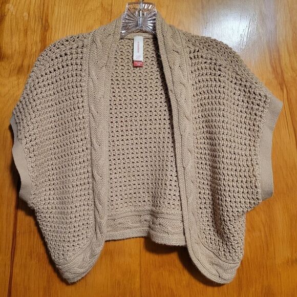 No Boundaries Cropped Open Front Cardigan Sz 2X Tan Knit / Crochet Y2k - Picture 1 of 4